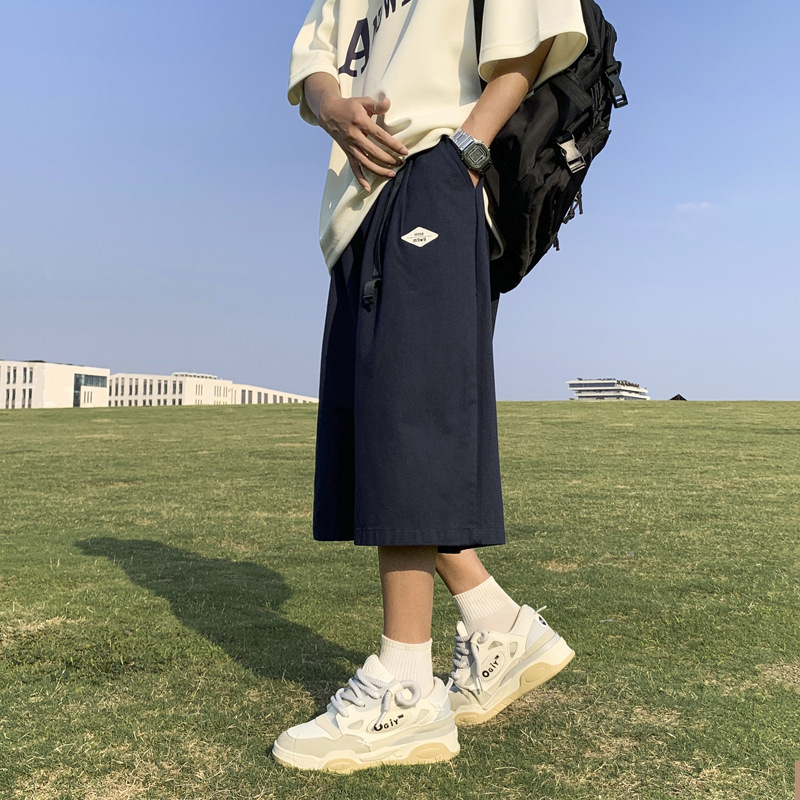 Men's Summer Thin Loose Over-the-Knee Shorts American Style Instagram Brand Casual Solid Color 7-point Wide-leg Mid-length Pants Straight-leg Pants Men's Summer Thin Loose Over-the-Knee Shorts American Style Instagram Brand Casual Solid Color 7-point Wide-leg Mid-length Pants Straight-leg Pants