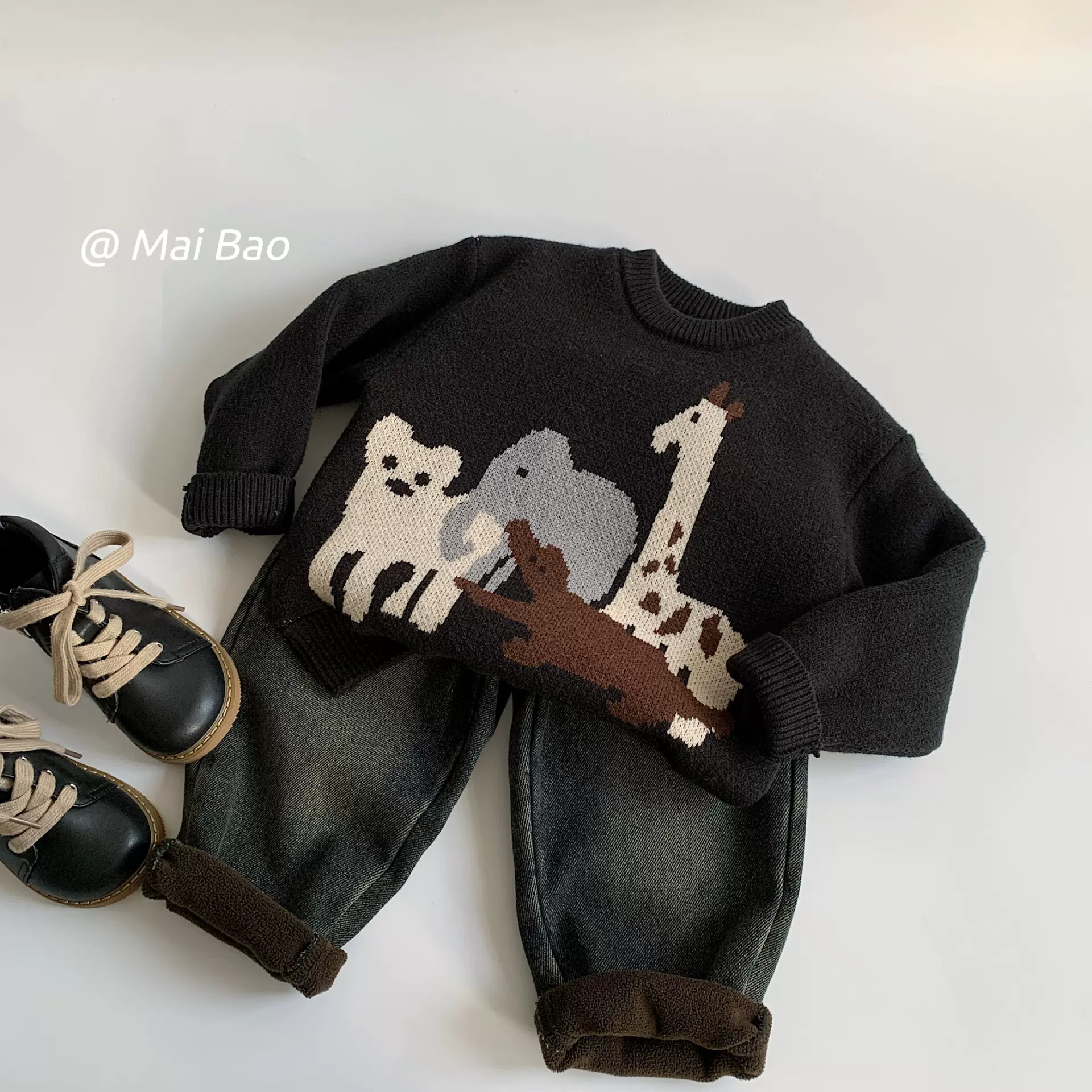 麦宝儿童毛衣2025冬季新款童装韩版卡通套头毛衣男女童可爱针织衫