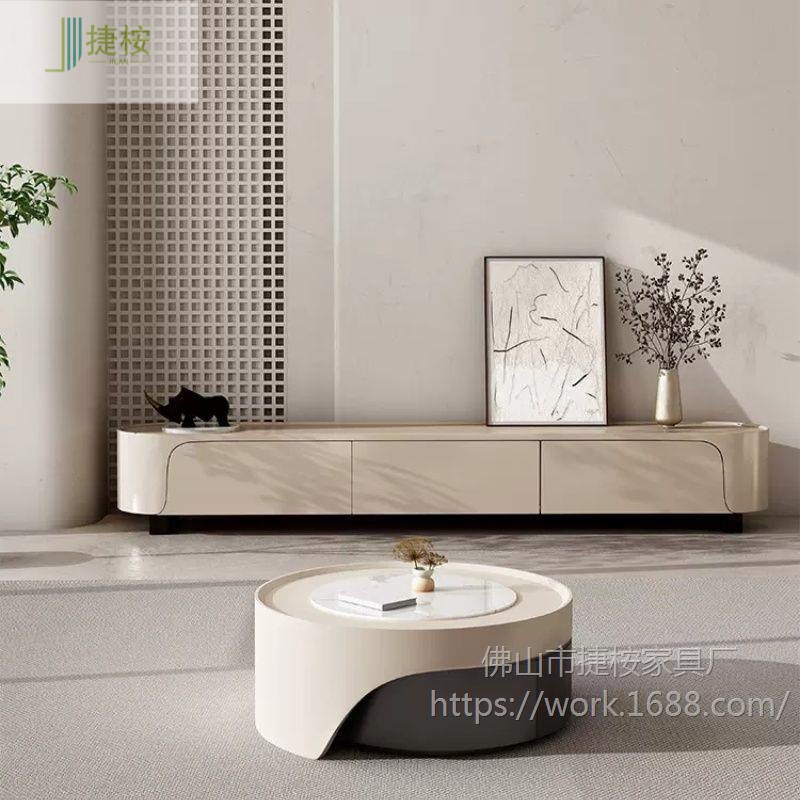 Cream Retractable Slate Size Light Luxury Coffee Table Small Apartment Living Room Simple Floor-Standing Home Tv Cabinet Modern Combination