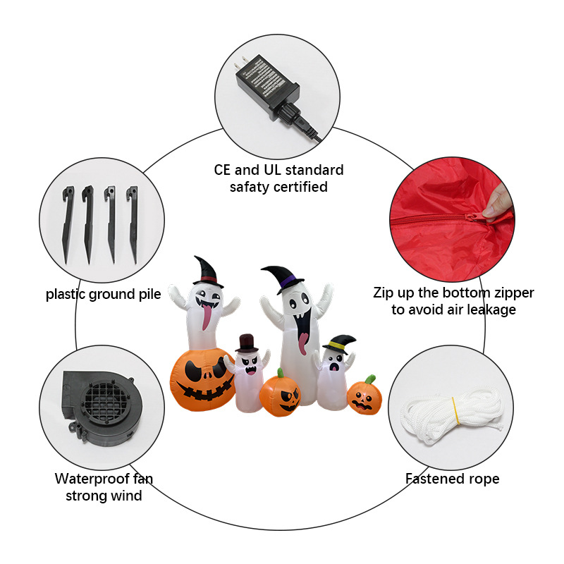 Halloween transfronterizo inflable fantasma fantasma blanco calabaza modelo de aire de terror al aire libre jardín LED decoración luminosa