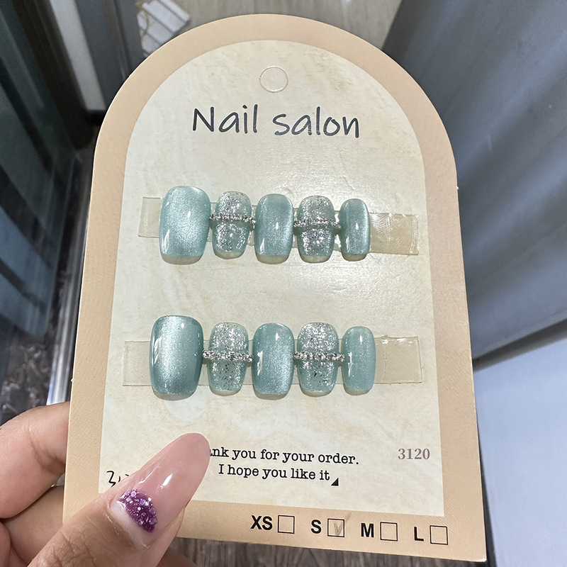 Wearable Nails Cat Eye Wearable Nail Patches Pure Handmade Semi-Handmade Manicure Fake Nails Gilt 3120 Style