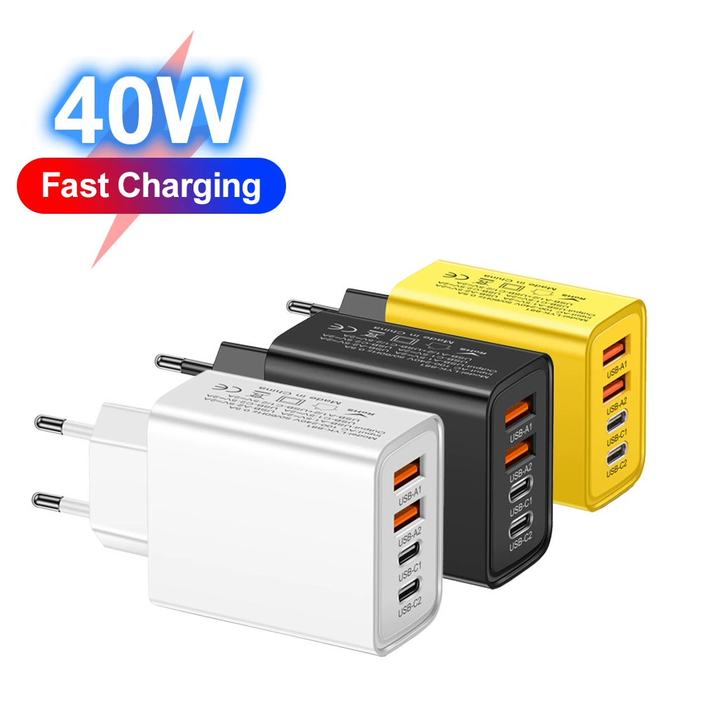 2.4A многоинтерфейсное зарядное устройство для мобильного 2Type-C PD+2USB, путешествия, головка зарядки, пограничная оптом