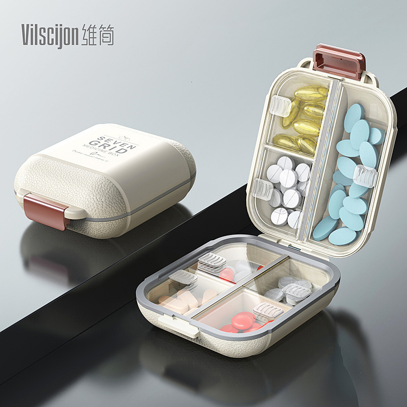 Travel Pill Box, Portable Medicine Moisture-Proof Packaging Box, Three Meals a Day, Seven Days a Week, Mini Pills and Tablets