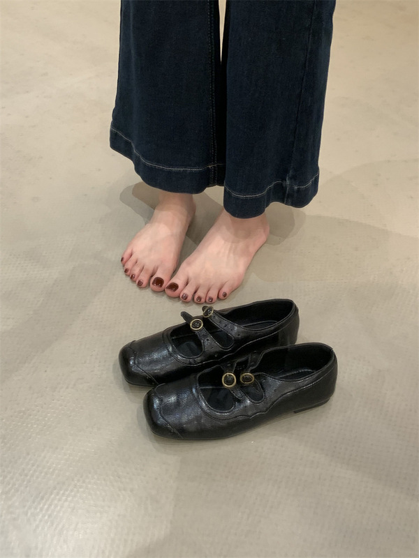 平底复古绒面玛丽珍单鞋女鞋子2025新款春秋季配裙子芭蕾舞晚晚鞋|undefined