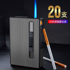 Electric and Gas Dual-Powered Slim Cigarette Case Lighter with Integrated Charging and Inflation, Windproof, Auto-Ejecting Cigarette Case for Men, Fashionable