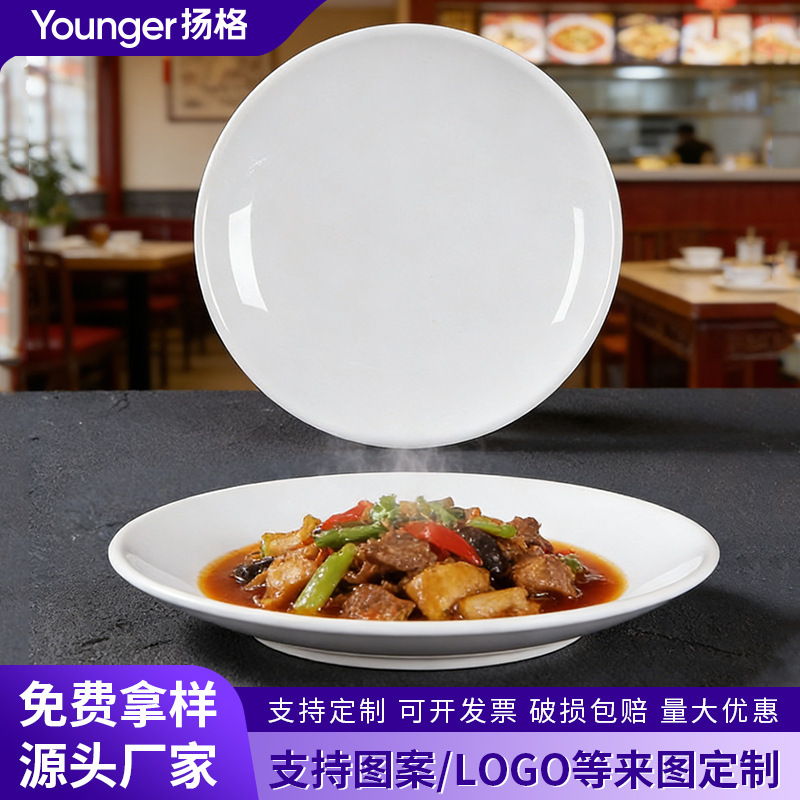 White Melamine Round Plate Commercial Round Plate Flat Plate Side Dish Plate Hotel Buffet Plate Plastic Dish Tableware