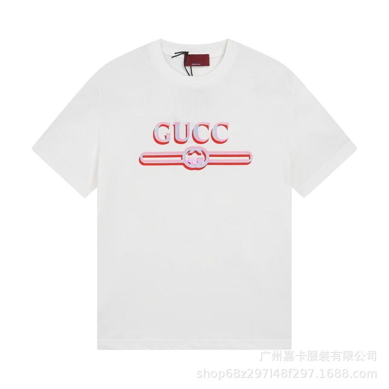 クロスボーダーハイエンドGファミリーTシャツラウンドネックフロントロゴ柄シリーズカジュアル男女同型半袖Tシャツ|undefined