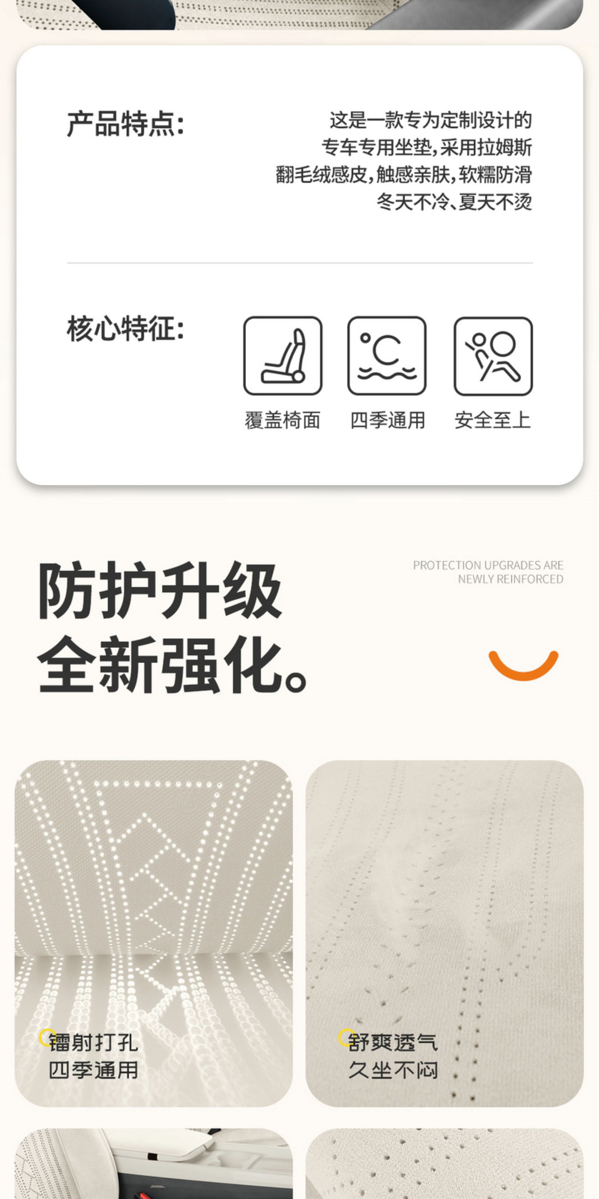 2025 Jihu T1 Special All-Inclusive Car Seat Cover, Four-Season Universal Seat Cushion, Suede Rams Seat Cover