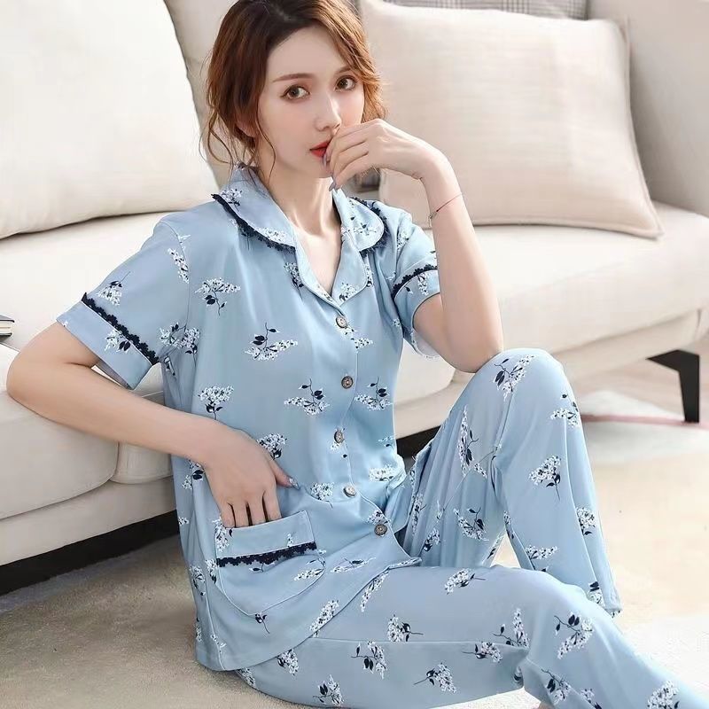 100% pijamas de algodón de verano de las mujeres pantalones de manga corta traje Delgado verano de las mujeres más el tamaño de ropa de casa suelta se puede usar fuera