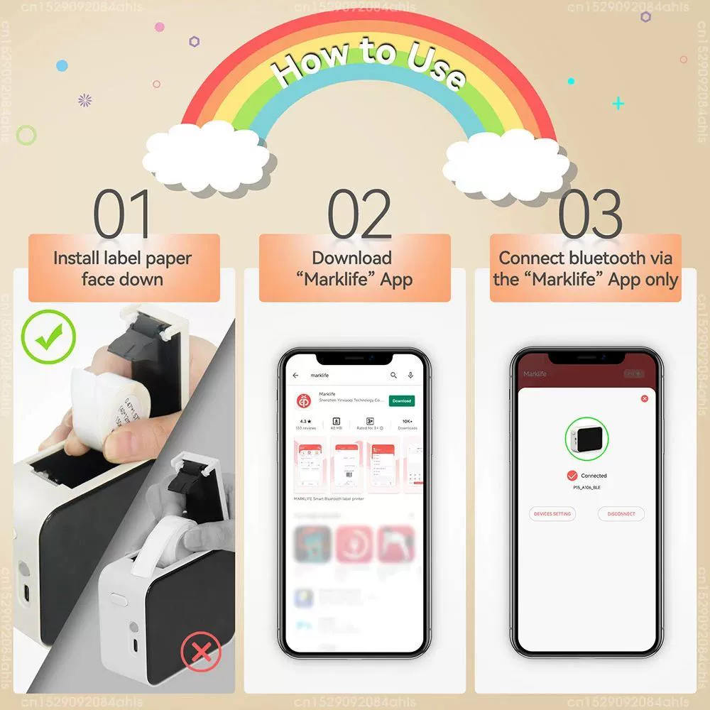 Портативный принтер этикеток мини Bluetooth машина для маркировки DIY