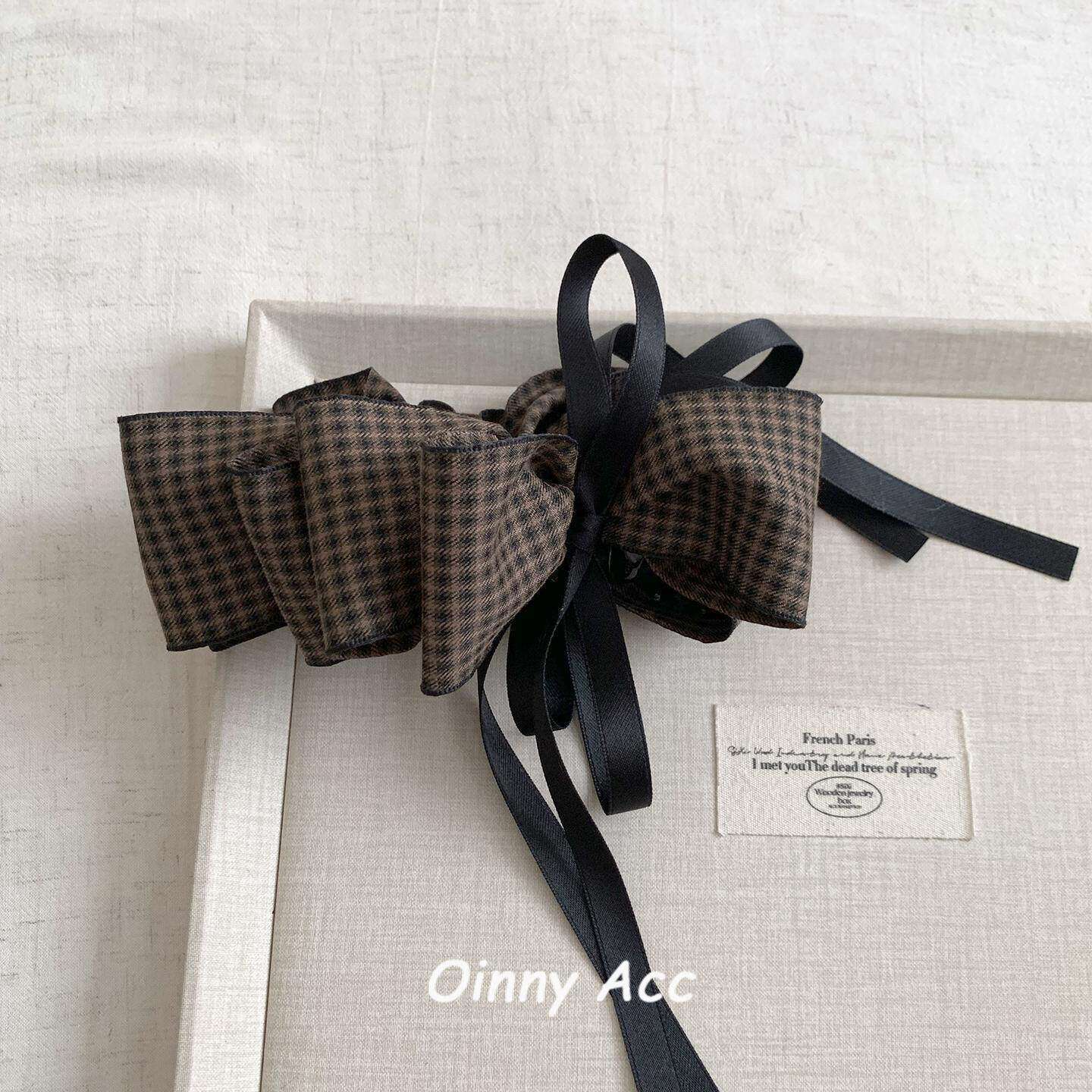 2# coffee color plaid banana clip about 13cm