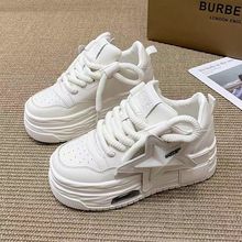 外贸独立站潮流新款五角星秋季厚底松糕板鞋女时尚休闲鞋小白鞋女