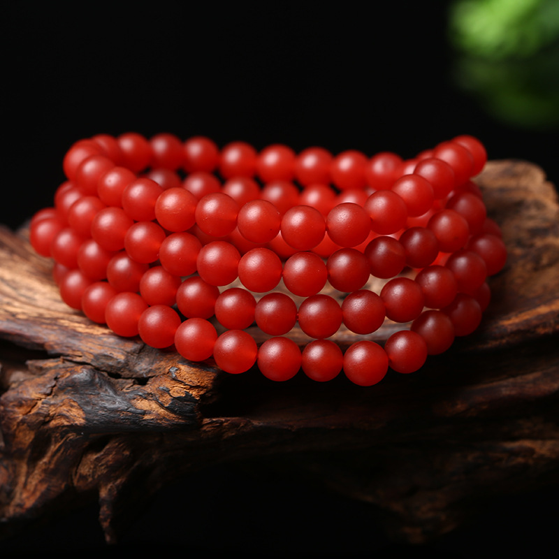 智贝主图_2天然收藏级保山南红玛瑙手串108颗女佛珠多圈