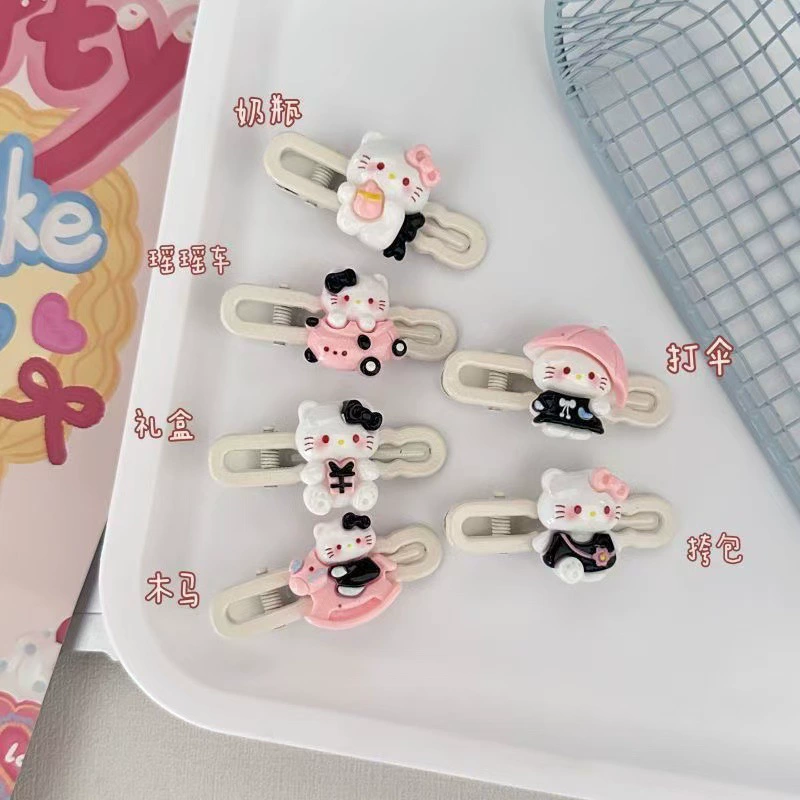 Набор аксессуаров для волос (Hello Kitty) — 10 штук милых японских мультяшных заколок, шпильки и резинки, розовый