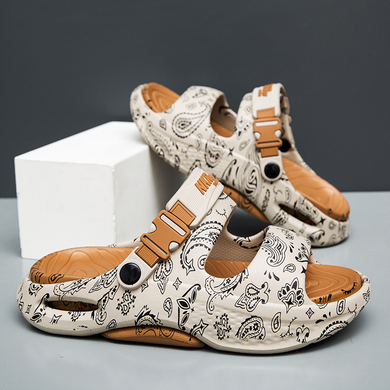 Pantuflas, tendencia de verano para hombres, uso exterior, sandalias antideslizantes para pisar la mierda, deportes al aire libre para jóvenes, sandalias de playa para vadear