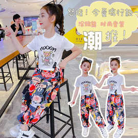 女童套装夏装2025新款儿童网红洋气薄款夏季中大童时髦短袖两件套