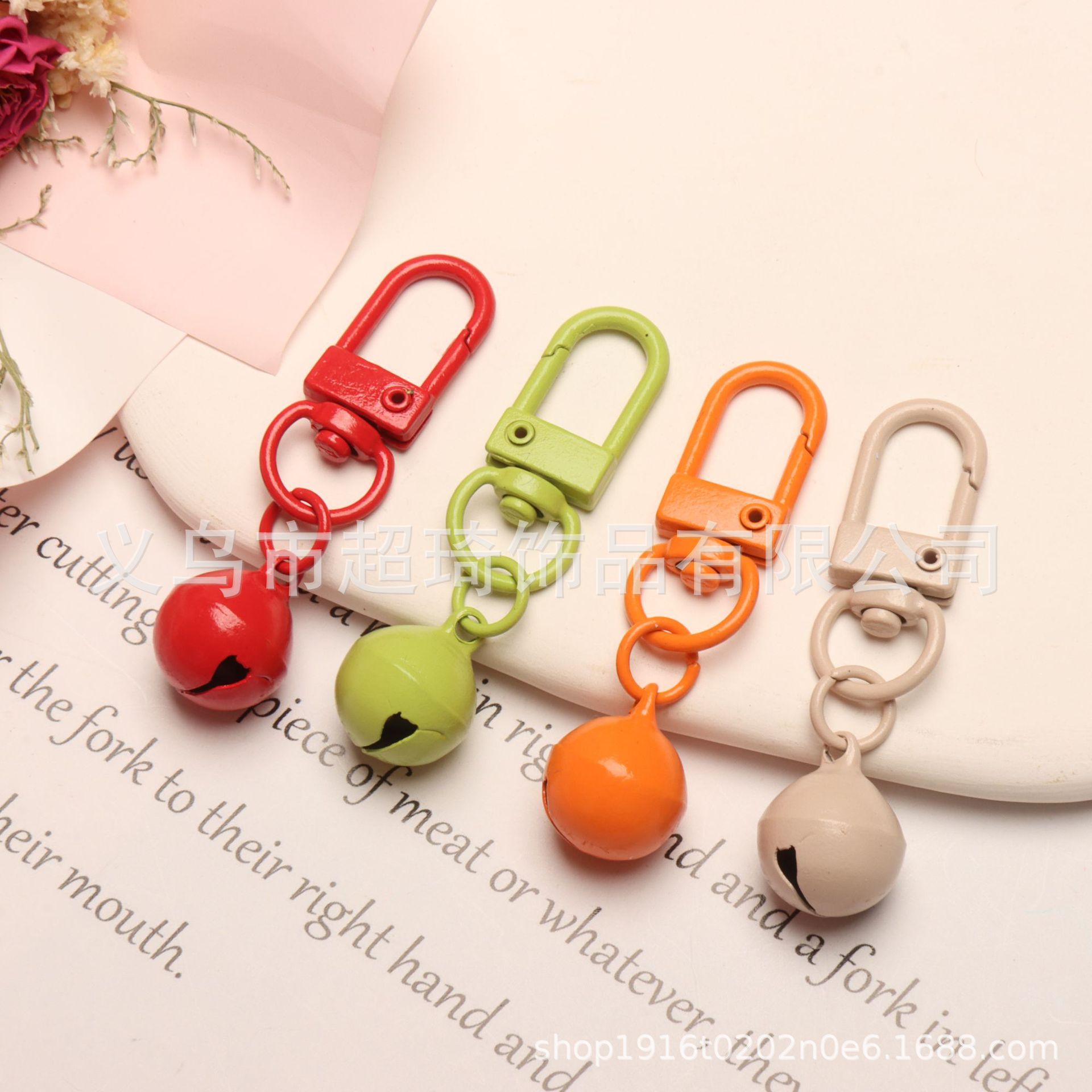 Paint Color Rotating Door Chain Keychain Metal Accessories Hanging Buckle Hanging Small Bell DIY Bag Accessories
