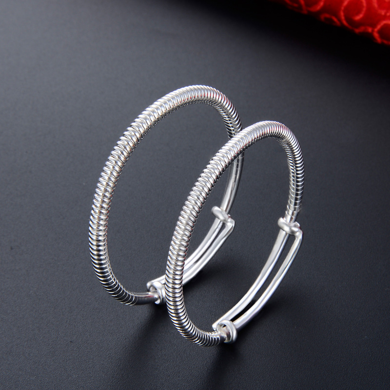 S990 pulsera de plata llena joyas de bebé masculino y femenino en forma de resorte push-pull pulsera bebé de un mes de edad cien días de edad pulsera de regalo