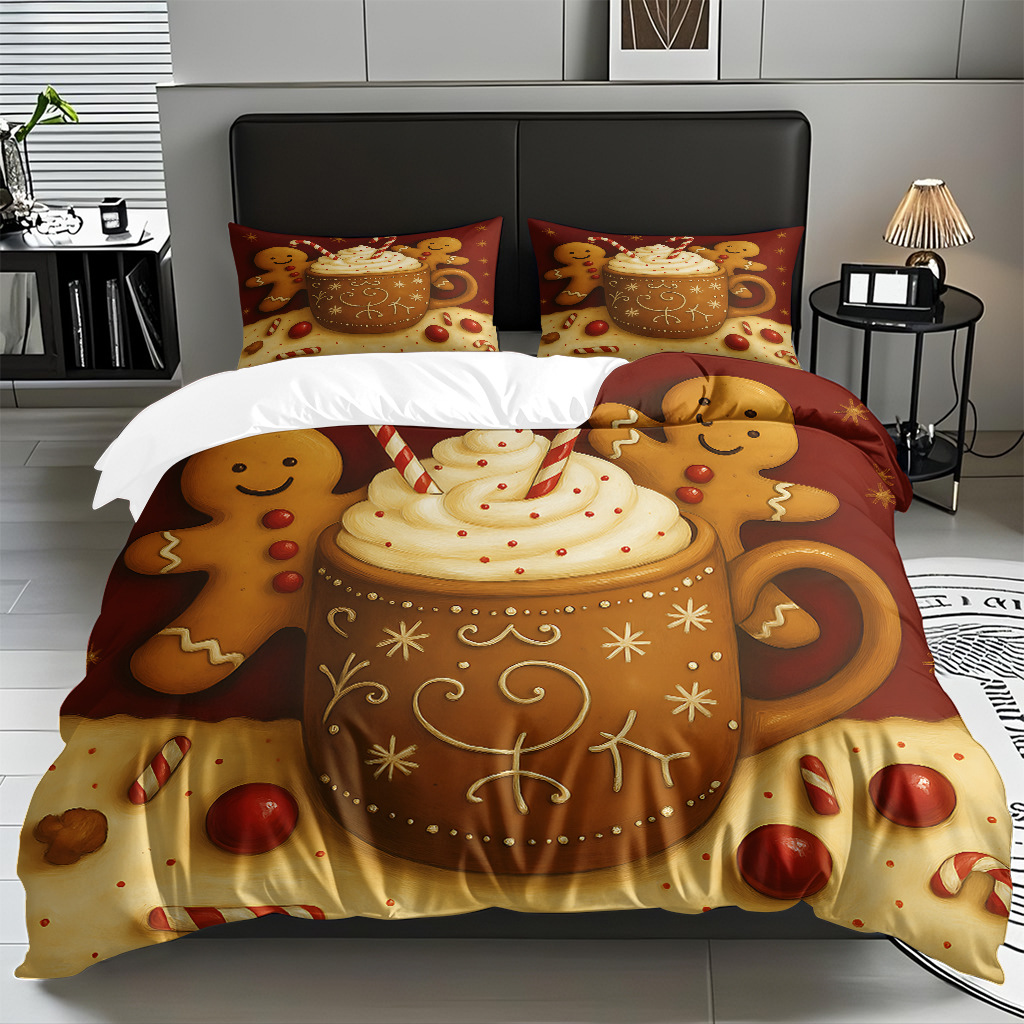 TEMU / JIT impresión digital transfronteriza HD Navidad pro piel suave colcha de cama kit para diseñar venta directa de fábrica