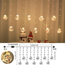 跨境圣诞许愿球雪人圣诞树灯橱窗节日装饰铜线灯LED圣诞窗帘灯串