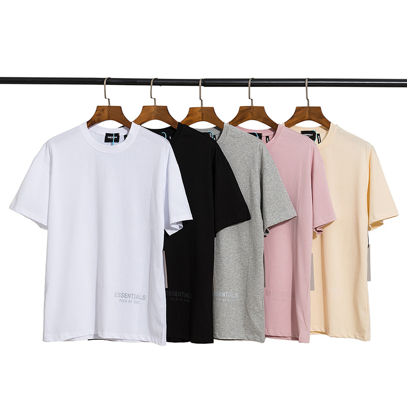 FOG doble línea ESSENTIALS media manga 3M carta reflectante suelta casual High Street Yuantong manga corta Mujer pareja camiseta