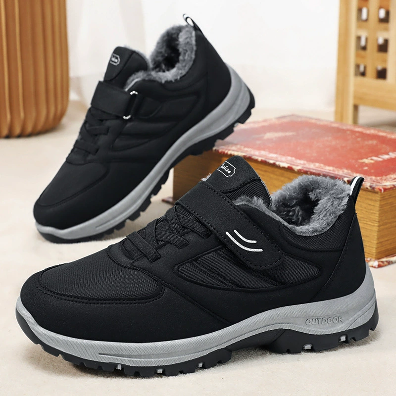 Мужские ботинки, зимние новые стильные хлопковые ботинки среднего и пожилого возраста без липучек на шнуровке, плюс бархатные утолщенные теплые зимние ботинки для ходьбы оптом