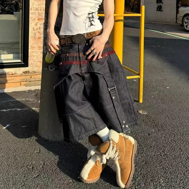 Plus-Size Women's Street-Style Denim Pants, Summer Bf Loose Wide-Leg Cropped Jeans, Large Size Women's Denim Pants, Summer In-Stock