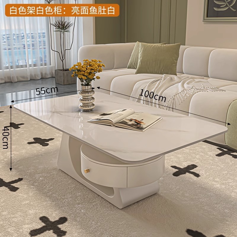Crema rectangular madera tabla de mesa de mesa de roca lujoso moderno simple hogar pequeño sala de estar nueva mesa de alta calidad