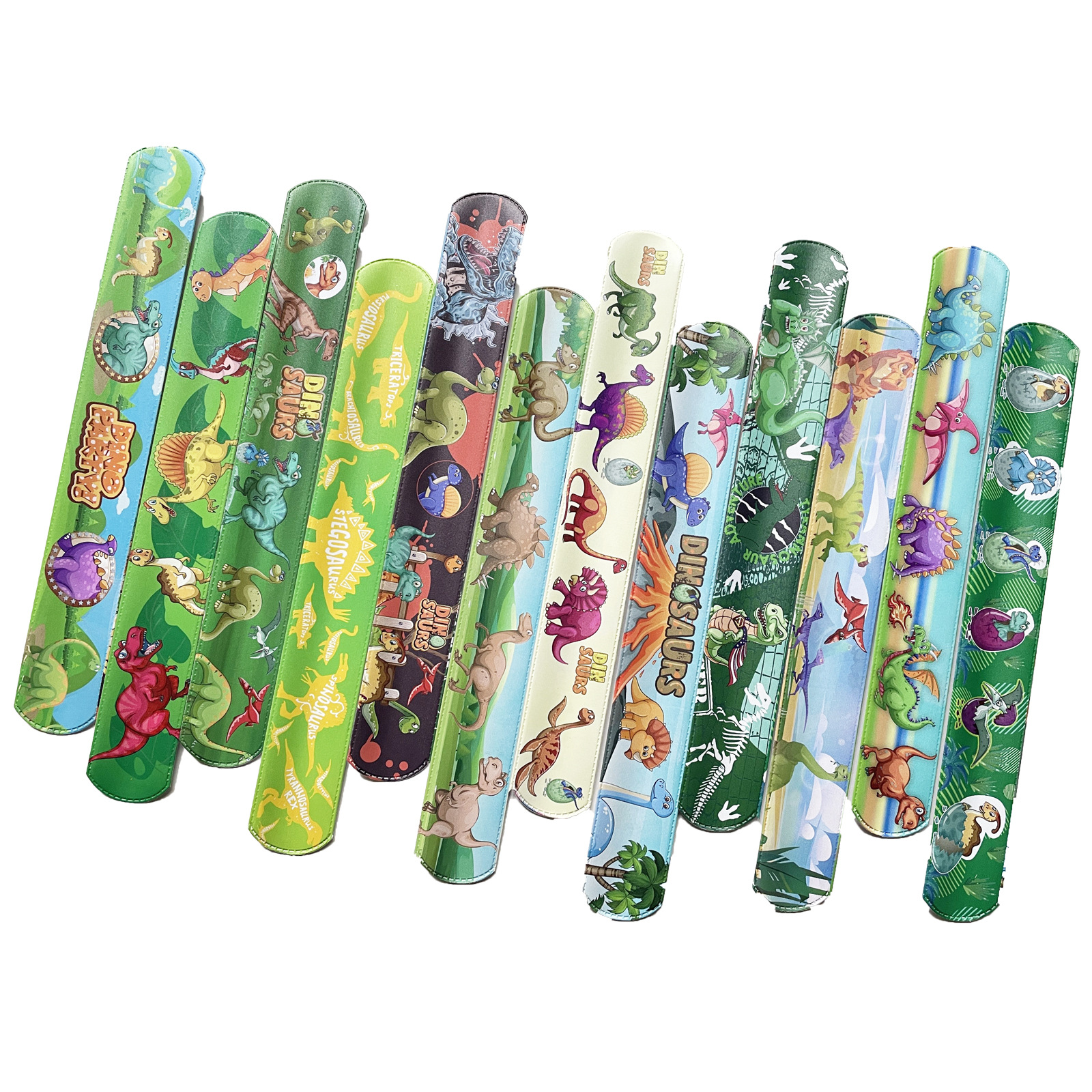 Jurásico dinosaurio 12 estilo pop anillo pvc pulsera dinosaurio tema fiesta niños correa de muñeca