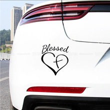 跨境外贸blessed爱心字母个性车贴 信仰希望爱心贴汽车窗保险杠贴