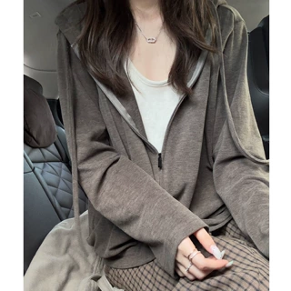 软糯连帽卫衣外套女秋季2026新款宽松显瘦松弛慵懒风磨毛长袖上衣