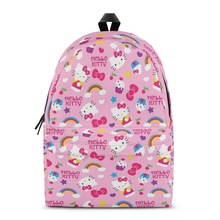 亚马逊卡通凯蒂猫印花来图印制学生书包全印花拉链背包可一代发件