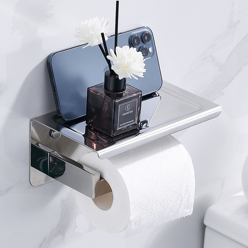 304不锈钢纸巾架卫生间纸巾架厕纸架免打孔置物架卷纸架卫生纸架