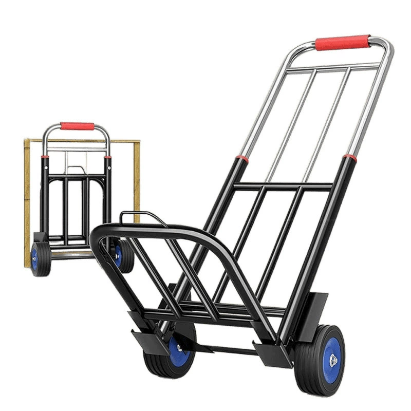 Folding handheld luggage trailer, shopping cart