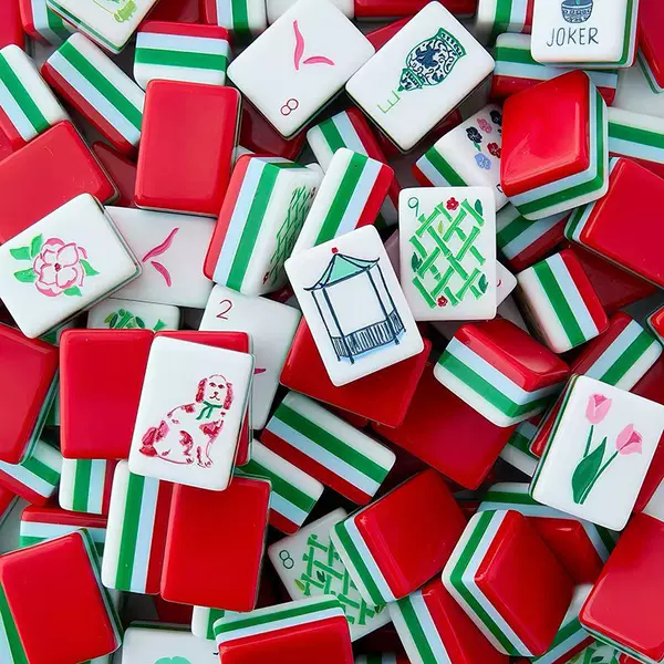 Bright Red Solid Color 4-Layer Spliced Acrylic American Mahjong Set of 160 Tiles, New Popular Cross-Border American Mahjong Tiles