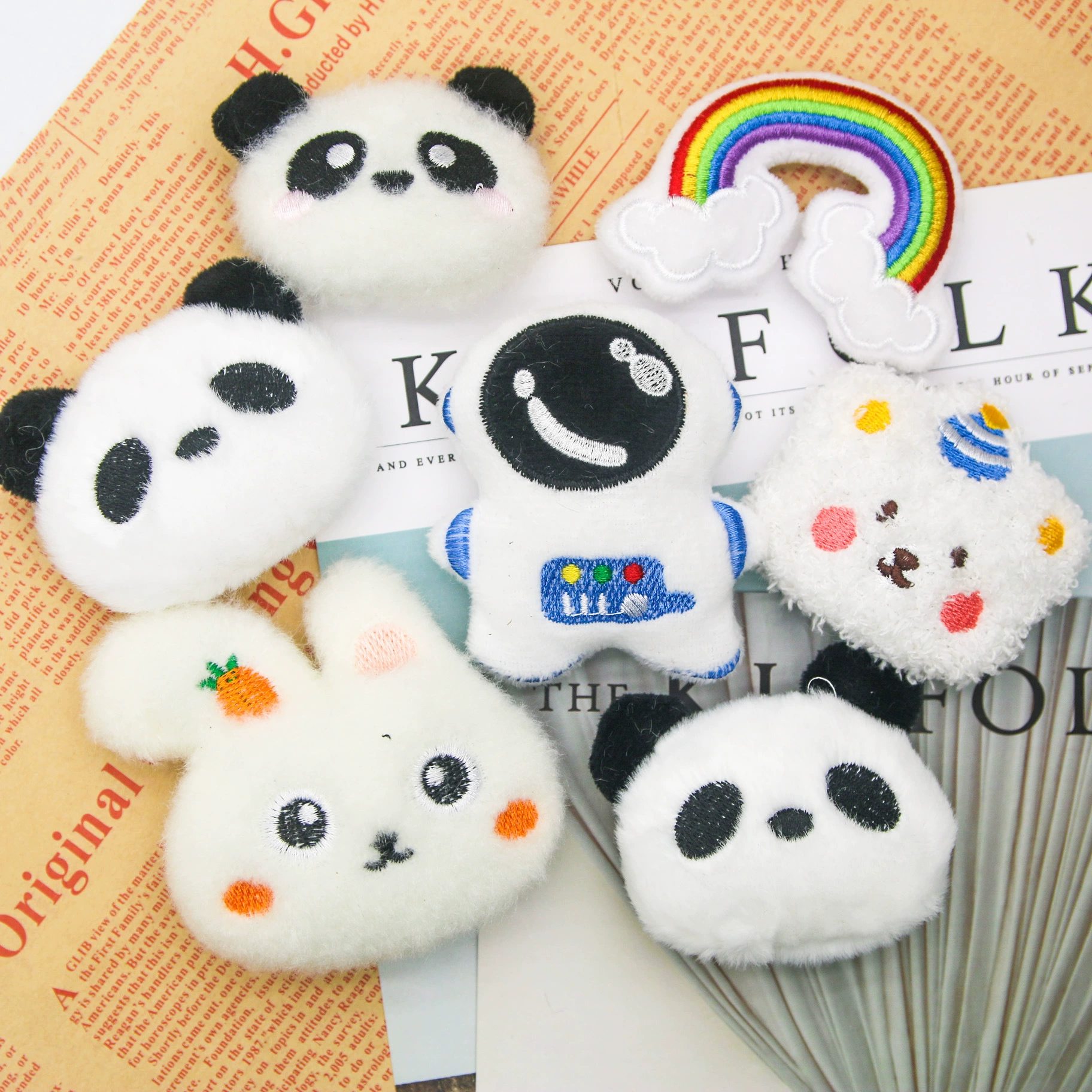 Плюшевая игрушка-буксировочная игрушка (буксируемая игрушка) в виде панды-космонавта, радужного кролика, брошь, аксессуары для сумок, тапочек, украшения, кукла