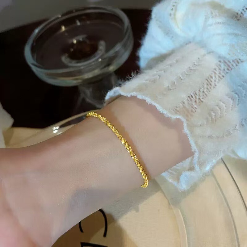 Golden Sparkling Classic Original Elegant Fashionable Simple Elegant High-End Light Luxury Bracelet Thin Gift Hot Style