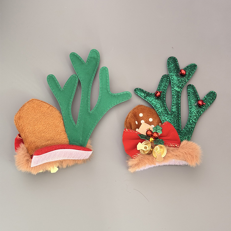 Helmet Decoration Wholesale Christmas Reindeer Antlers Glitter Bow Quick Release Reindeer Hot-Selling Holiday Helmet Accessories