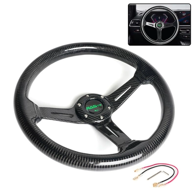 Cross-Border Car Modification Steering Wheel 14inch Carbon Fiber Racing Steering Wheel 350mm Dropshipping