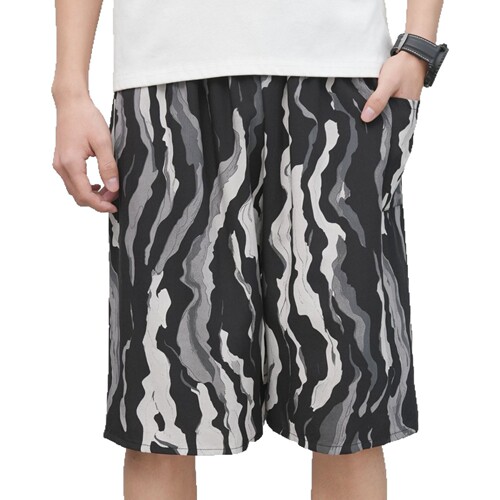 Cotton-silk sleep shorts for men, summer thin loose large size five-pocket shorts, wearable outside, artificial cotton beach pants