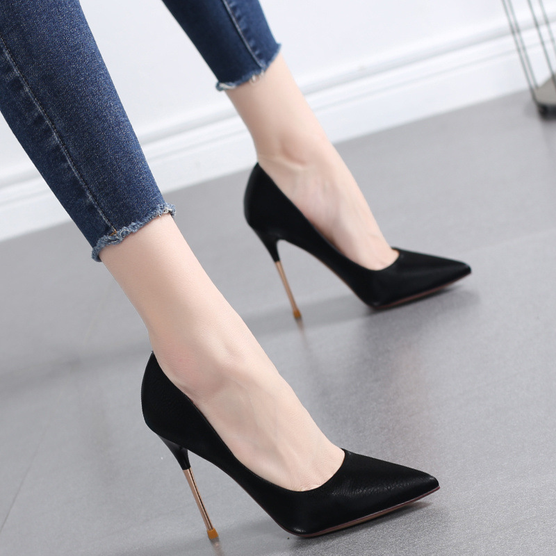 Internet Celebrity High Heels for Women 10cm 2024 Spring & Fall New French Girl Sexy Versatile Professional Stiletto Pointed Toe Shoes