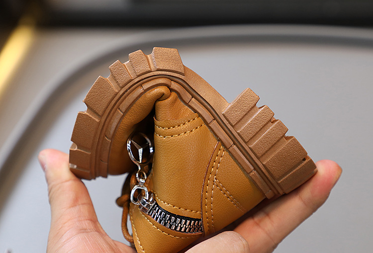 Chaussures Martin pour enfants, nouvelle collection printemps et automne pour bébés garçons, haut en cuir, fermeture éclair latérale courte, petites bottes jaunes pour filles_voghion.com