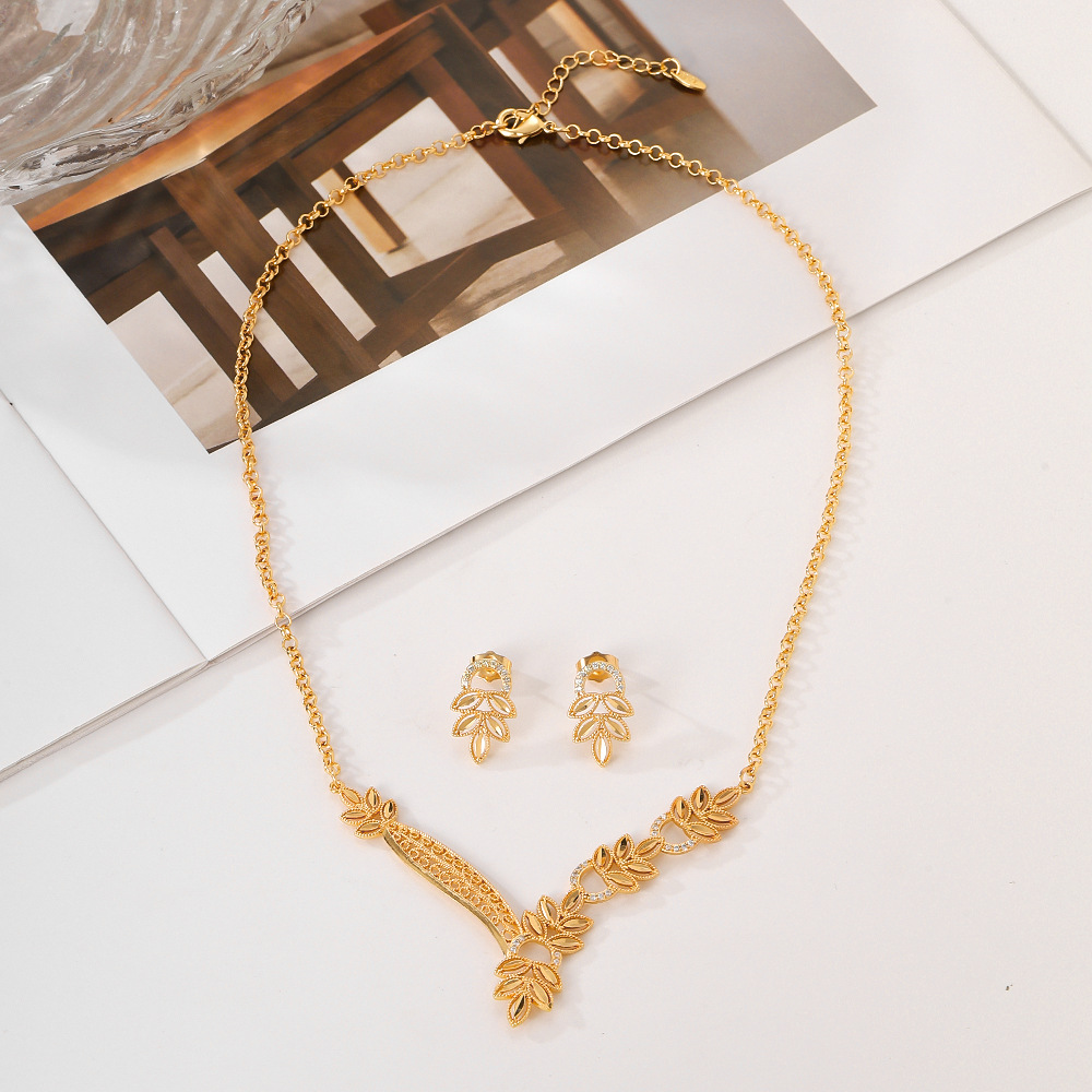 2024 explosión transfronteriza opciones aretes collar conjunto de bronce mujer joyas de piedra de zinc de moda dos piezas conjuntos de joyas exquisitas