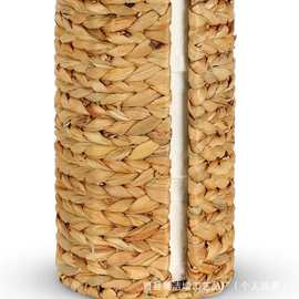 藤编编织卫生纸水杯伞架收纳篮圆形直筒带盖子筐纸巾收纳篮子厂家