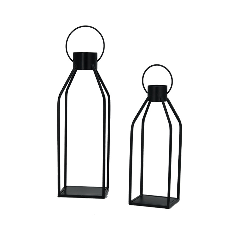 Transfronterizo Amazon simple vela titular negro hierro hogar candelabro escritorio decoración de la lámpara de viento al aire libre jardín decoración