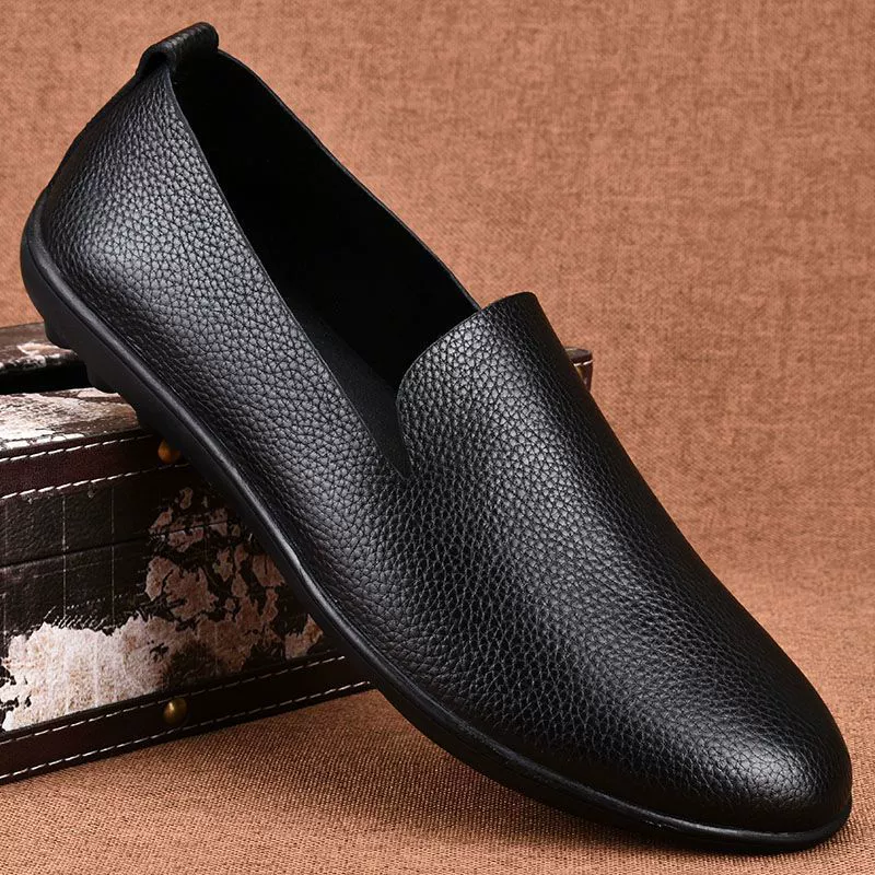 Мужская мото обувь из натуральной кожи, ленивая обувь, Повседневная Удобная дышащая Модная легкая Однослойная обувь из натуральной воловьей кожи с верхним слоем