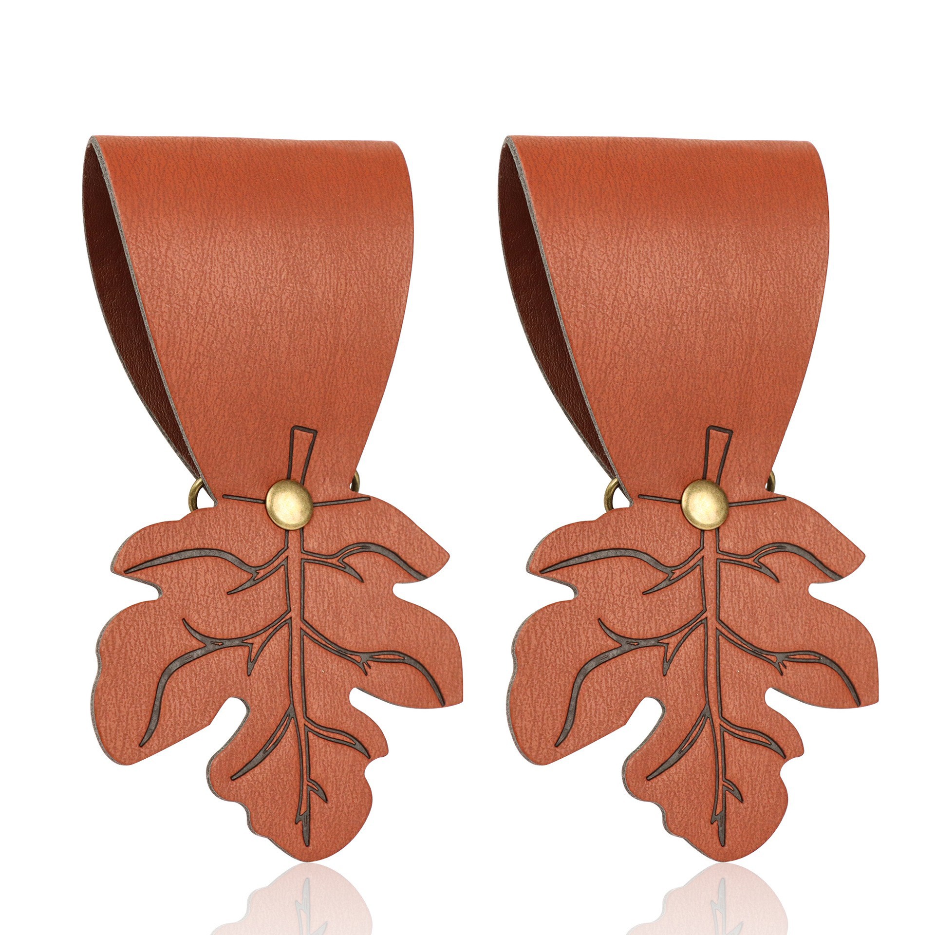 갈색 단풍잎 버클 한 쌍