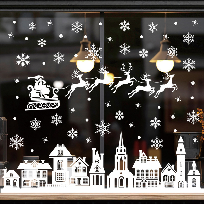 Amazon クリスマスウィンドウステッカー ホワイトクリスマスステッカー クリスマスハウス クリスマスモールウィンドウガラス装飾ステッカー|undefined
