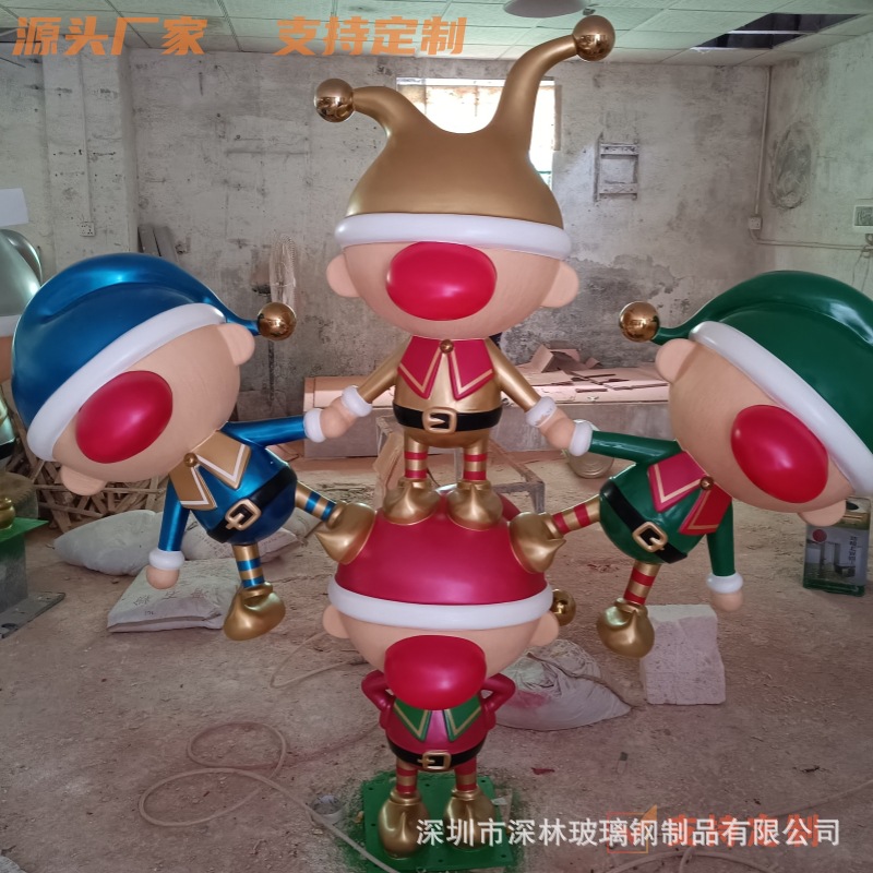 FPVC escultura de Navidad dibujos animados escultura circular puerta de drenaje modelado adornos de puerta cuadrada decoración elefante tridimensional