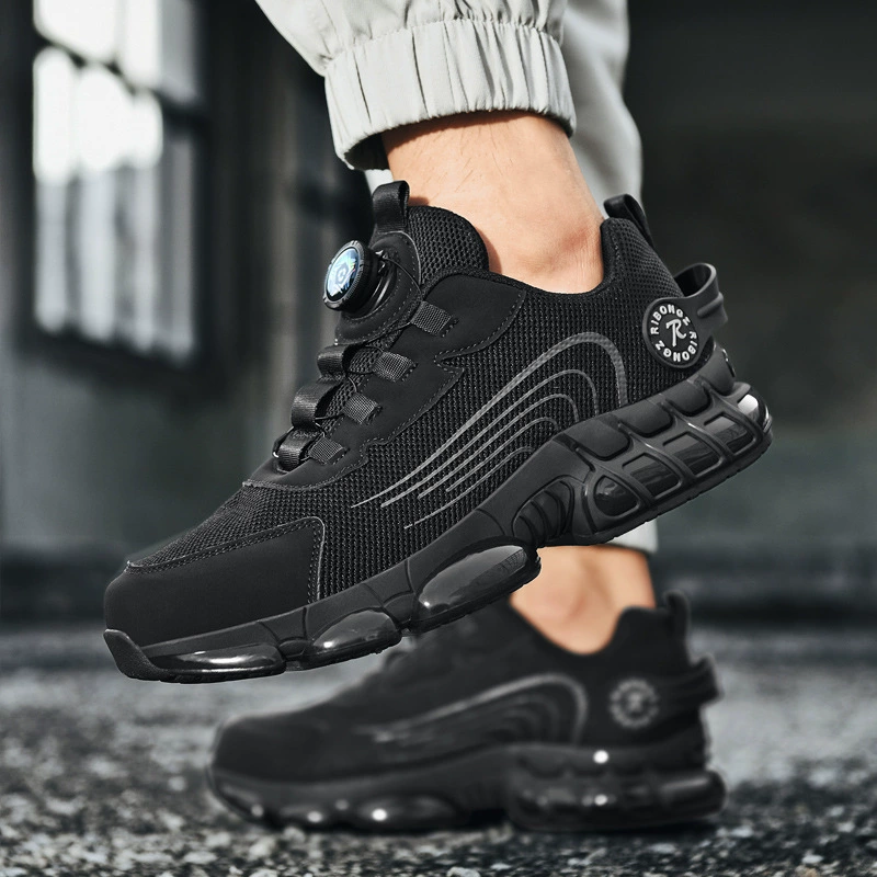 Трансграничная вращающаяся кнопка Обувь для охраны труда Летняя ленивая защитная обувь Вращающаяся Кнопка Рабочая одежда без шнурка Рабочая обувь